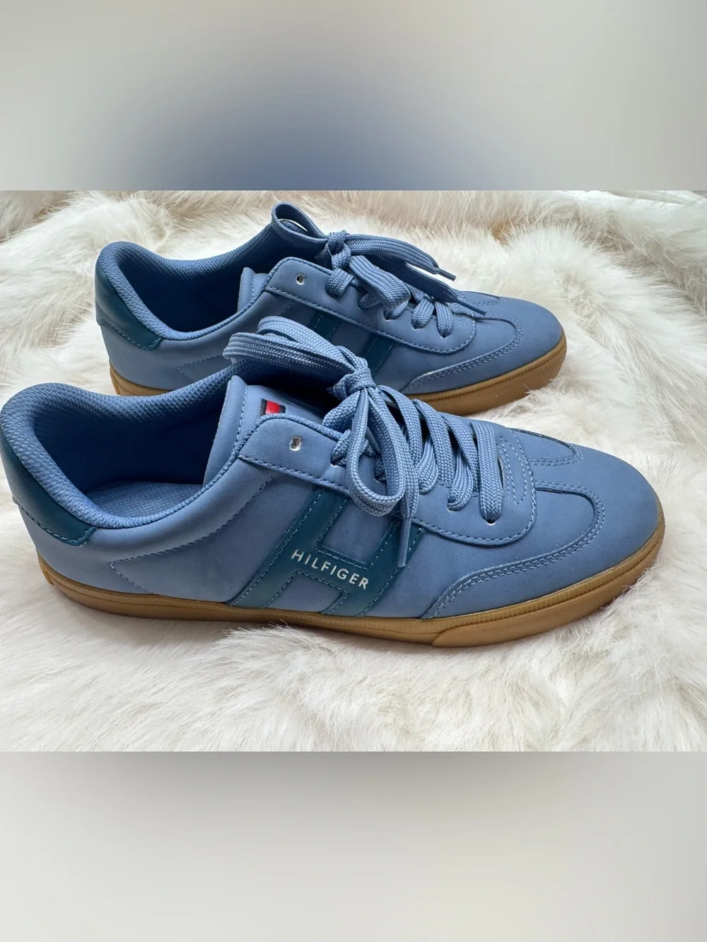 Tommy Hilfiger Sky Blue Lace-Up Sneakers with Gum Sole